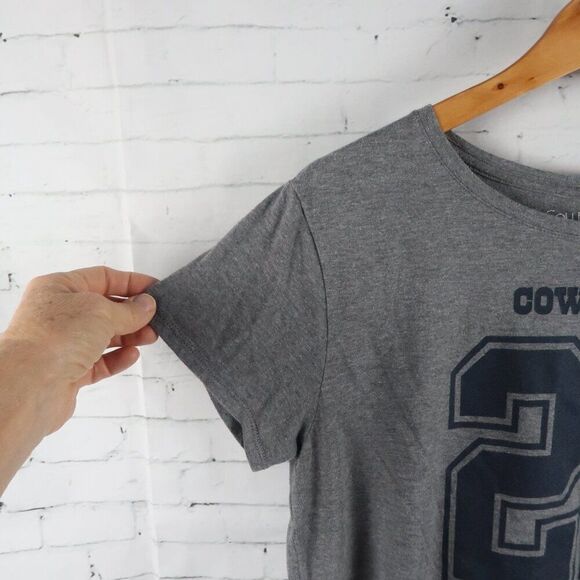 COWBOYS HER STYLE GREY #21 ELLIOTT ROUND NECK SHORT SLEEVE CROP TOP SIZE L - Picture 5 of 6